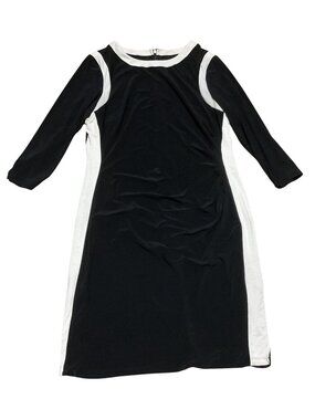 Lauren Ralph Lauren Color-blocked Dress Sz 16 Black White Cinched Waist Womens